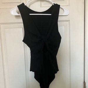 Black Tank Top Bodysuit with Twist Back
